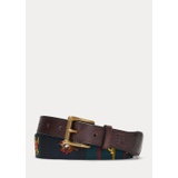 Equestrian Plaid Wool & Leather Belt