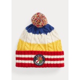 Logo-Patch Color-Blocked Pom-Pom Hat