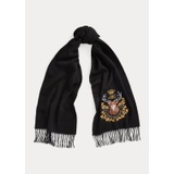 Embroidered-Crest Wool Scarf