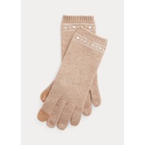 Rhinestone-Embellished Knit Tech Gloves
