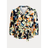 Floral Jersey Belted Peplum Top