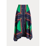 Print Twill Midi Skirt