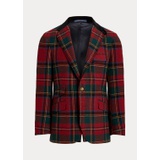 Velvet-Collar Plaid Wool Jacket