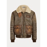 Leather-Trim Shearling Bomber Jacket