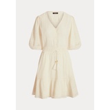 Crinkle Cotton Blouson-Sleeve Dress