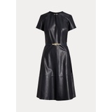 Belted Stretch Leather Dress