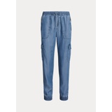 Chambray Cargo Ankle Pant