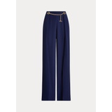 Pleated Georgette Belted Wide-Leg Pant