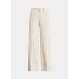 Striped Twill Wide-Leg Cropped Pant