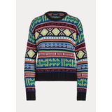 Geo-Motif Cotton-Linen Crewneck Sweater