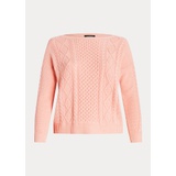 Aran-Knit Cotton Boatneck Sweater