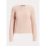 Aran-Knit Cotton Boatneck Sweater