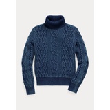 Aran-Knit Cotton Turtleneck Sweater