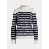 Striped Cotton-Blend Mockneck Sweater