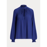 Pleated Georgette Tie-Neck Blouse