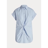 Twist-Front Cotton Short-Sleeve Shirt