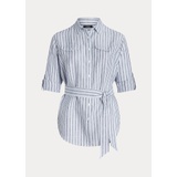 Striped Belted Linen Shirt