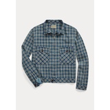 Indigo Checked Linen-Cotton Jacket