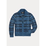 Indigo Cotton-Blend Full-Zip Cardigan