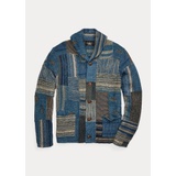 Indigo Patchwork Linen-Blend Cardigan