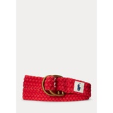 Leather-Trim Cotton Belt