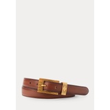 Fluted-Buckle Burnished Leather Belt