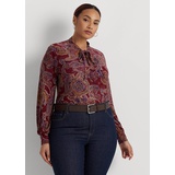 Paisley Tie-Neck Stretch Jersey Top
