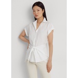 Tie-Front Cotton Broadcloth Shirt