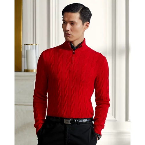 폴로 랄프로렌 Cable-Knit Cashmere Quarter-Zip Sweater