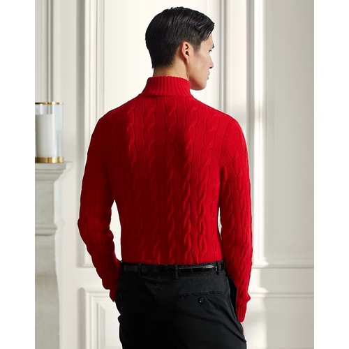 폴로 랄프로렌 Cable-Knit Cashmere Quarter-Zip Sweater