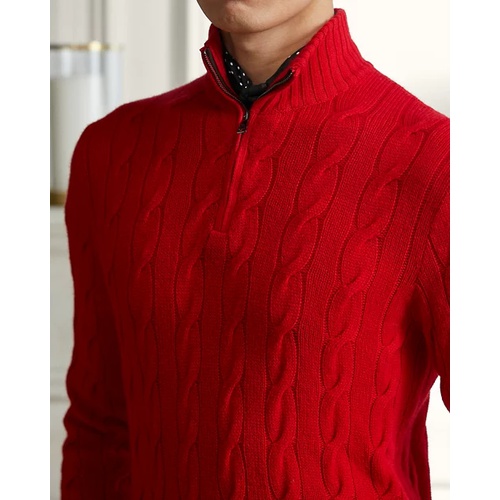 폴로 랄프로렌 Cable-Knit Cashmere Quarter-Zip Sweater