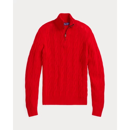 폴로 랄프로렌 Cable-Knit Cashmere Quarter-Zip Sweater