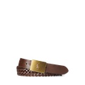 Pony Plaque Braided Leather Belt