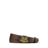 Tiger-Buckle Leather Belt