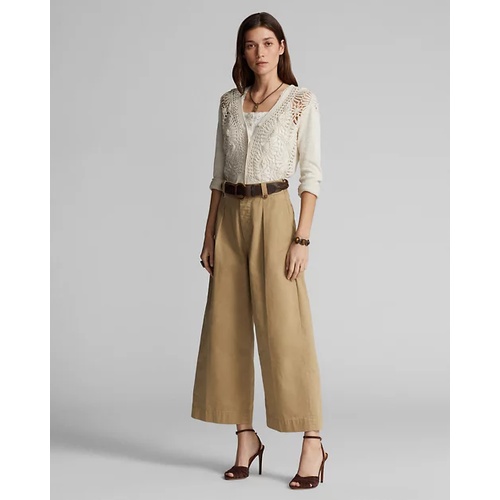 폴로 랄프로렌 Cropped Cotton Wide-Leg Pant