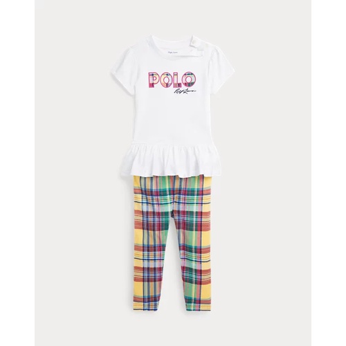 폴로 랄프로렌 Logo Jersey Tee & Plaid Legging Set