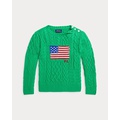 Aran-Knit Flag Cotton Sweater