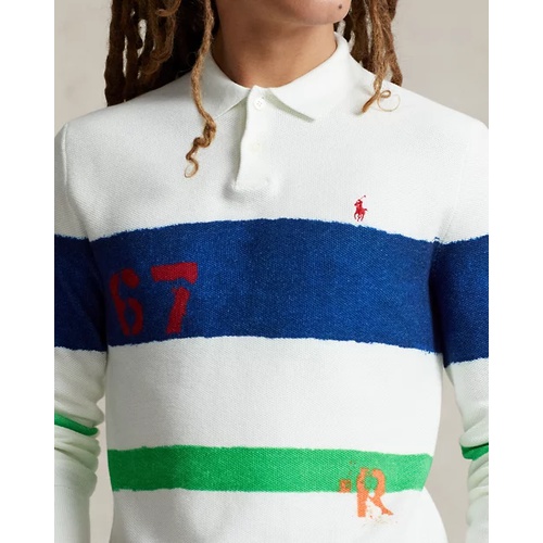 폴로 랄프로렌 Mesh-Knit Cotton Polo-Collar Sweater