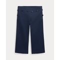 Buttoned-Placket Cropped Wide-Leg Pant