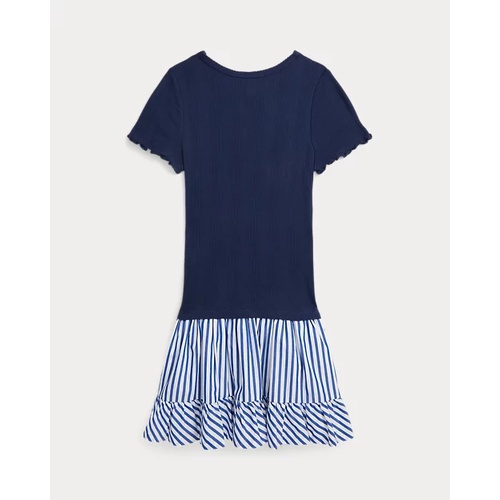 폴로 랄프로렌 Woven-Skirt Pointelle-Knit Cotton Dress
