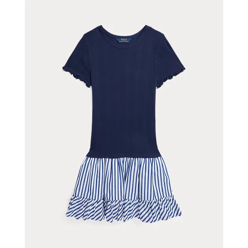 폴로 랄프로렌 Woven-Skirt Pointelle-Knit Cotton Dress