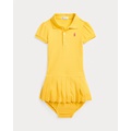 Pleated Mesh Polo Dress & Bloomer