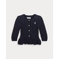 Cable Cotton Peplum Cardigan