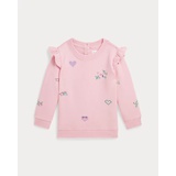 Embroidered Ruffled Fleece Sweatshirt