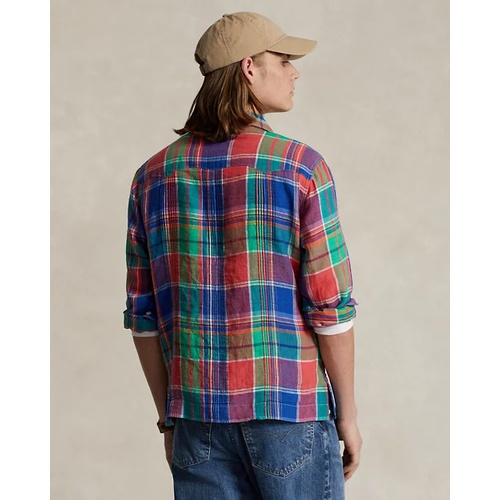 폴로 랄프로렌 Classic Fit Plaid Linen Shirt