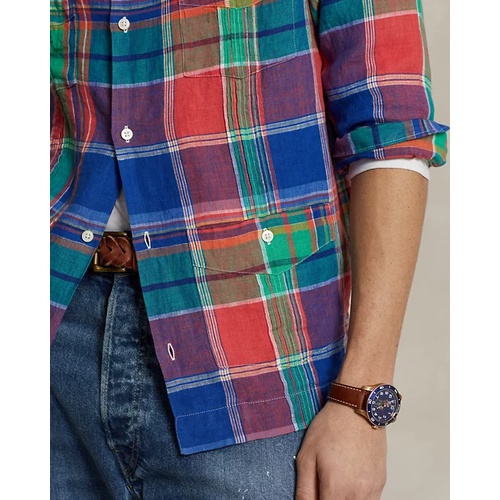 폴로 랄프로렌 Classic Fit Plaid Linen Shirt