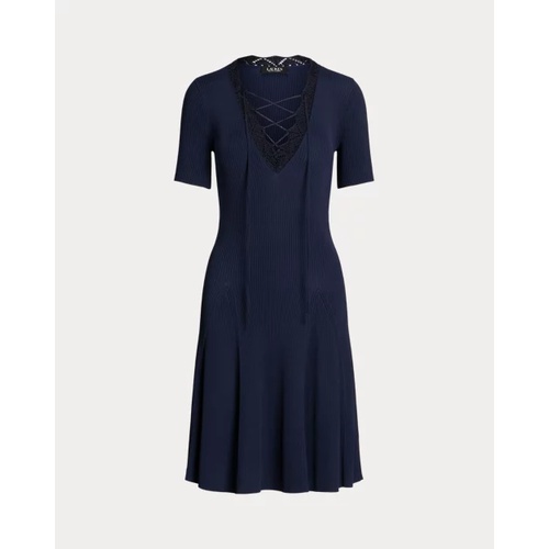 폴로 랄프로렌 Lace-Trim Rib-Knit Dress