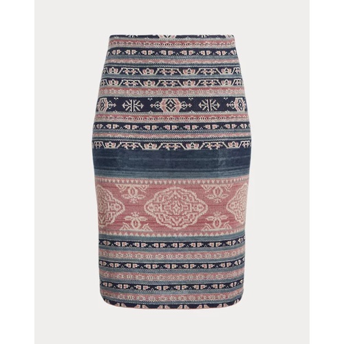 폴로 랄프로렌 Geo-Motif Linen-Cotton Pencil Skirt