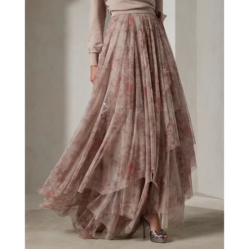 폴로 랄프로렌 Kymberly Embellished Floral Tulle Skirt