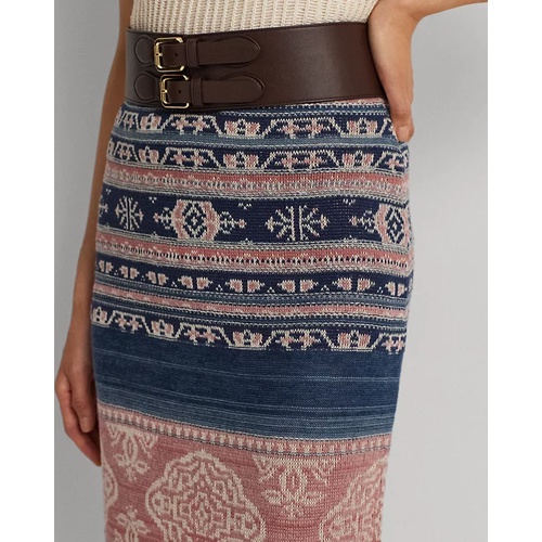 폴로 랄프로렌 Geo-Motif Linen-Cotton Pencil Skirt